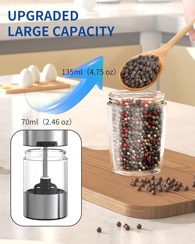 CIRCLE JOY Stainless Steel Graviry Electric Pepper Grinder Automatic Salt - Image 6