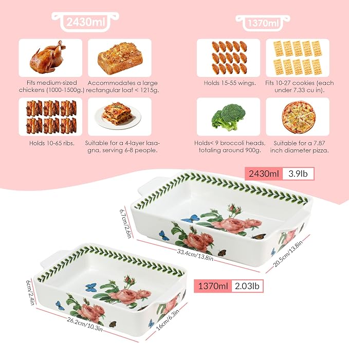 ACMLIFE Ceramic Casserole Dish Set, Ceramic Baking Dish - Image 5