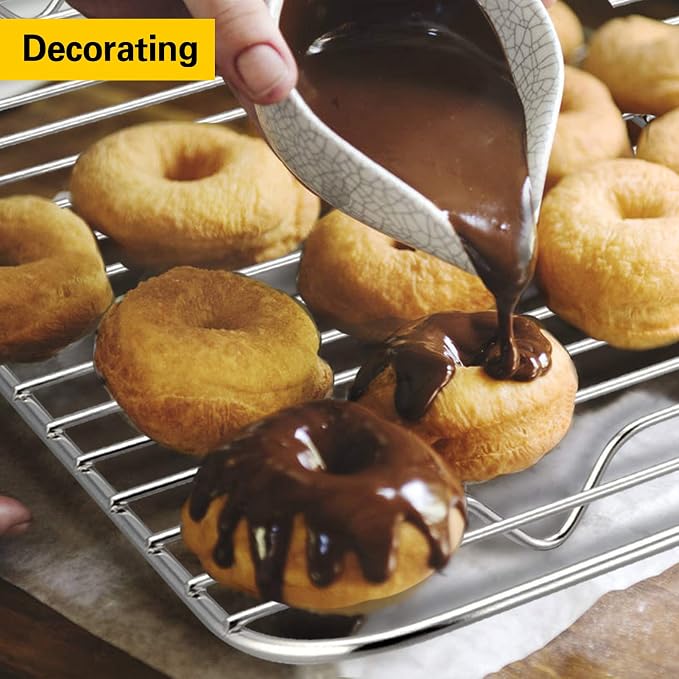 E-far Baking Cooling Rack Set of 2, Stainless Steel Metal Roasting Cooking Racks - Image 6
