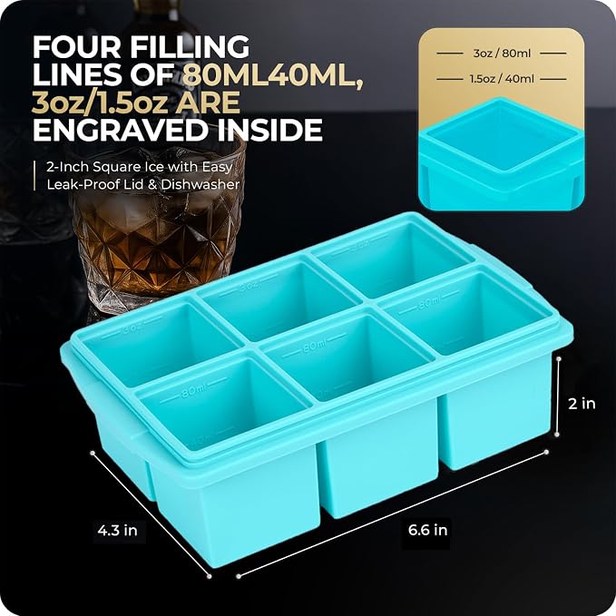 Large Ice Cube Trays for Whiskey, Silicone Ice Cube Tray, - Image 5