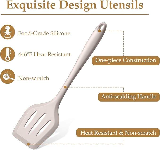 LIANYU 4Pcs Kitchen Utensils Set, Food-Grade Silicone Cooking Utensils - Image 3