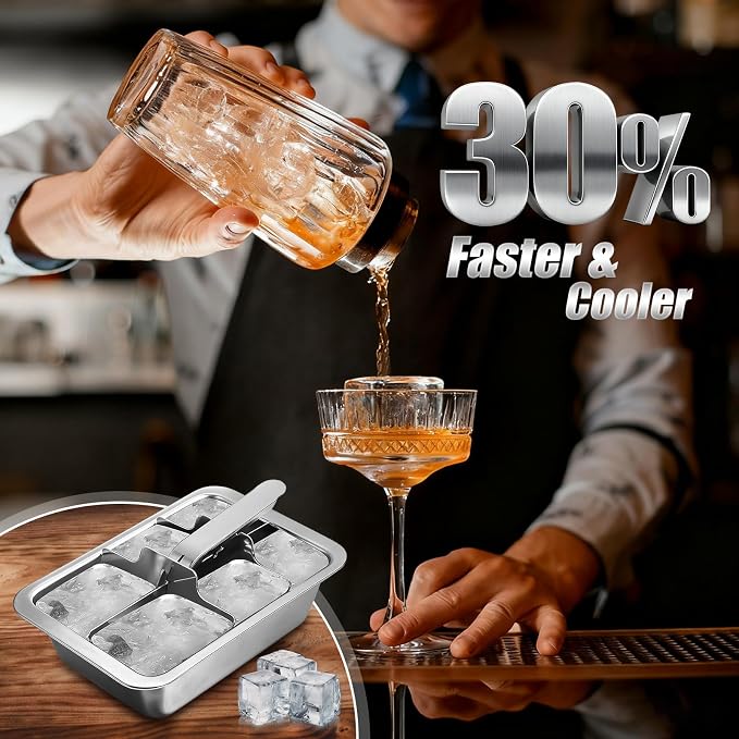 Ice Cube Trays, 2 Pack Large 6-cube Stainless Steel Ice Cube Trays - Image 5