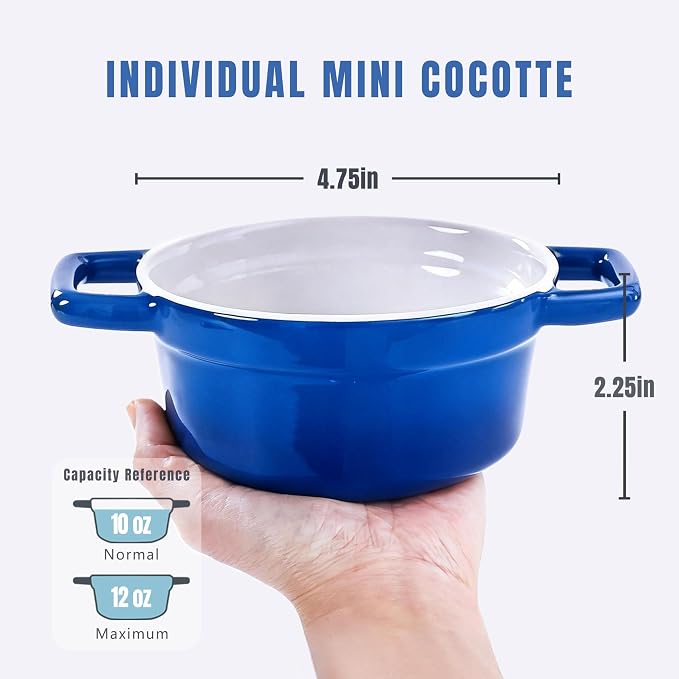 Lareina Mini Cocotte - 12oz Ceramic Casserole Dishes - Kitchen Casserole Sets - - Image 6