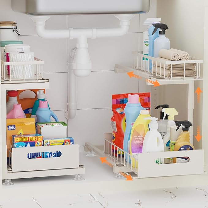Under Sink Organizer, Heavy Duty Metal Pull Out Cabinet Organizer Slide Out by Toyear