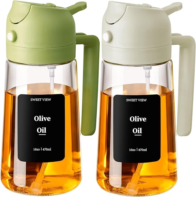 SWEET VIEW 2PCS Oil Sprayer for Cooking, 16oz/470ml Glass Oil Dispenser/Pour by SWEETVIEW