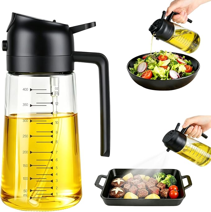 Olive Oil Sprayer for Cooking – 2 in 1 Olive Oil Dispenser Bottle for by WANKODA