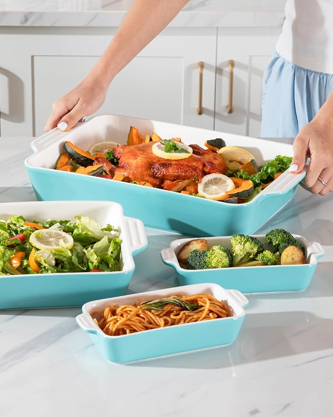 Sweejar Ceramic Bakeware Set of 4, Casserole Dishes - Image 6