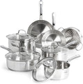 T-fal Stainless Steel Pots and Pans Set 11 Piece, Oven Broiler Safe 500F by T-falbrand
