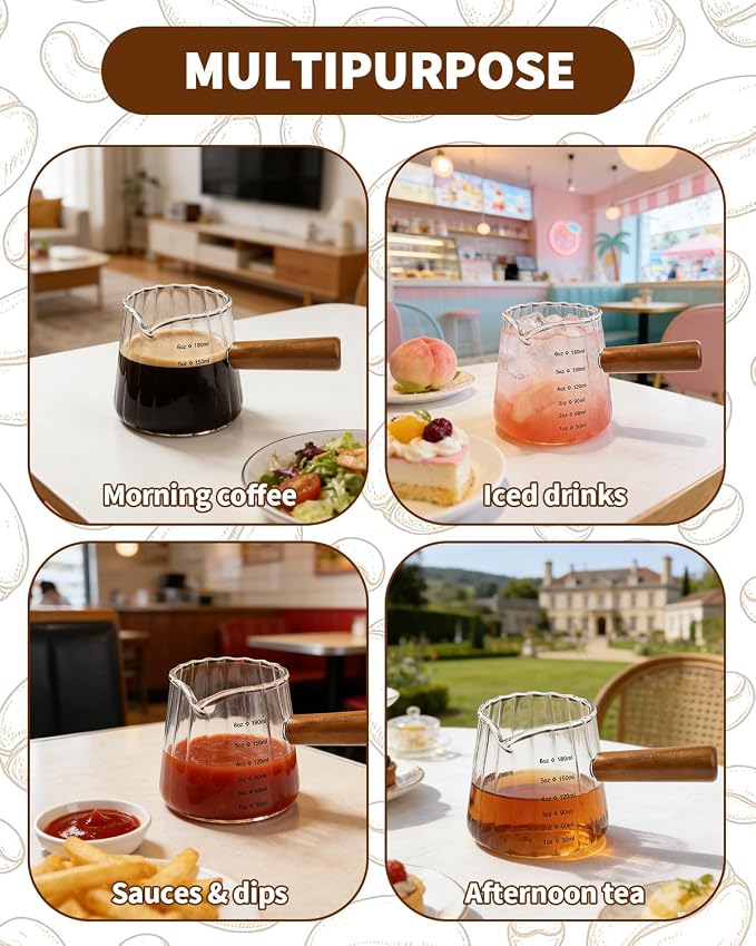 2 Pack Espresso Measuring Cup, 6oz Borosilicate Glass Espresso Cups - Image 7