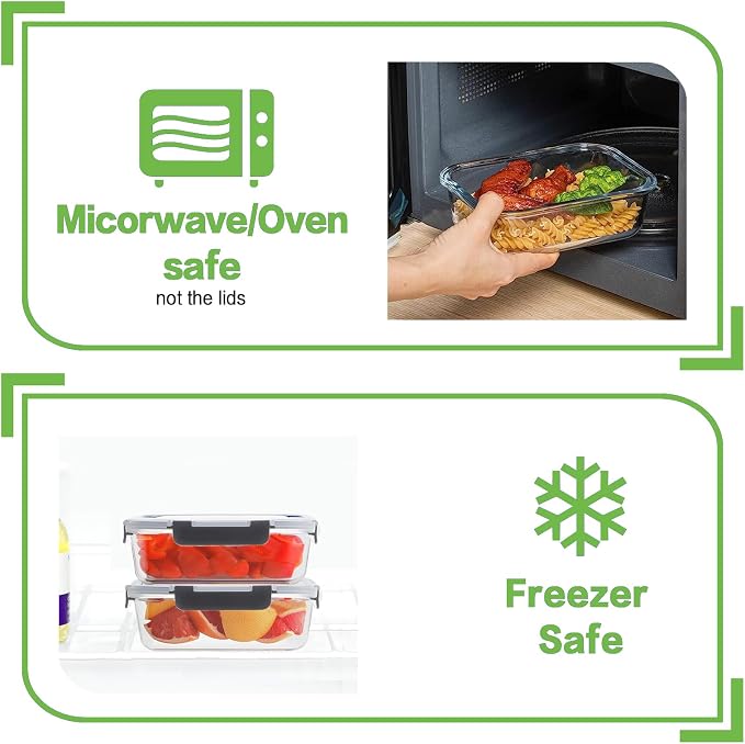 8 Pack 36oz Large Glass Meal Prep Containers - Image 5