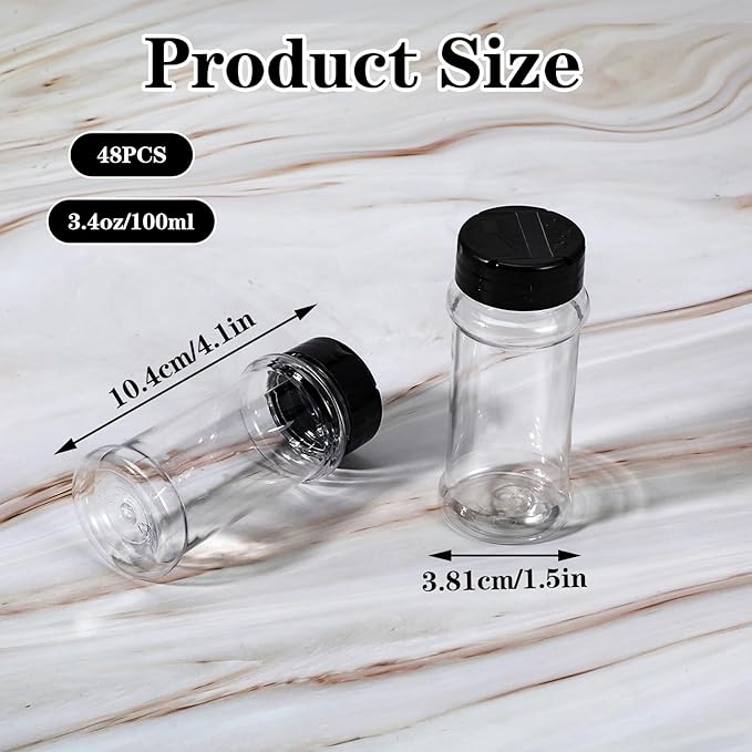 48 Pack Clear Plastic Spice Jars - Image 2