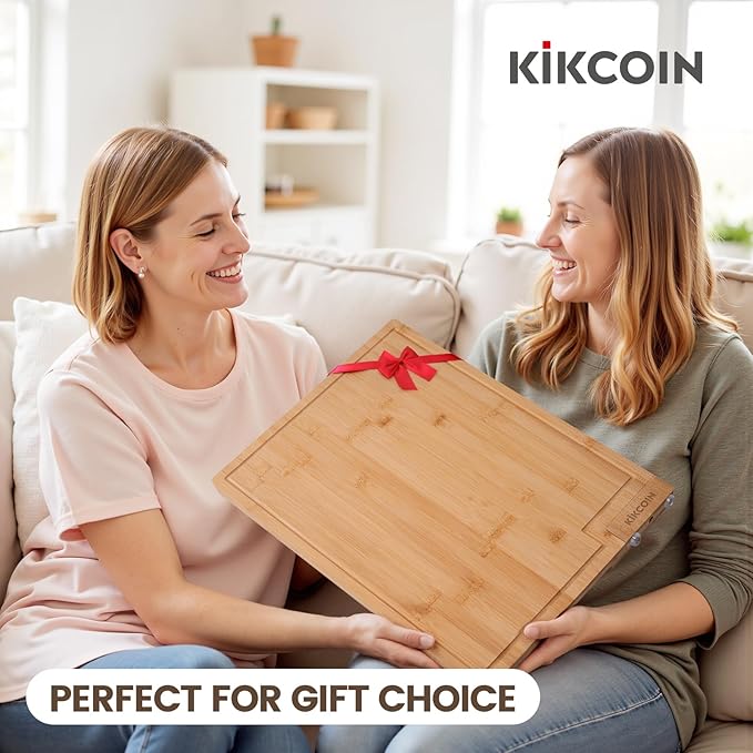 Kikcoin Bamboo Cutting Boards for Kitchen, 2XLarge Wood Cutting Board - Image 7