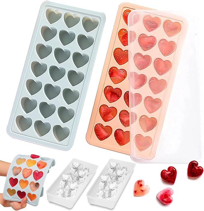 2 Pack Heart Shpaed Ice Cube Trays by FOSOE