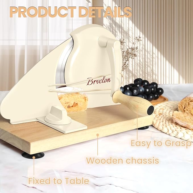 Brvclon Manual Bread Slicer Adjustable Thickness, Hand Crank Bread Slicer - Image 6