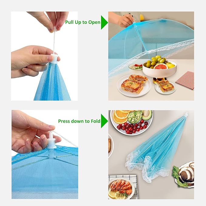 7 Pcs Food Covers for Outside, 17 inch Pop-up Umbrella Mesh Food Tents - Image 4