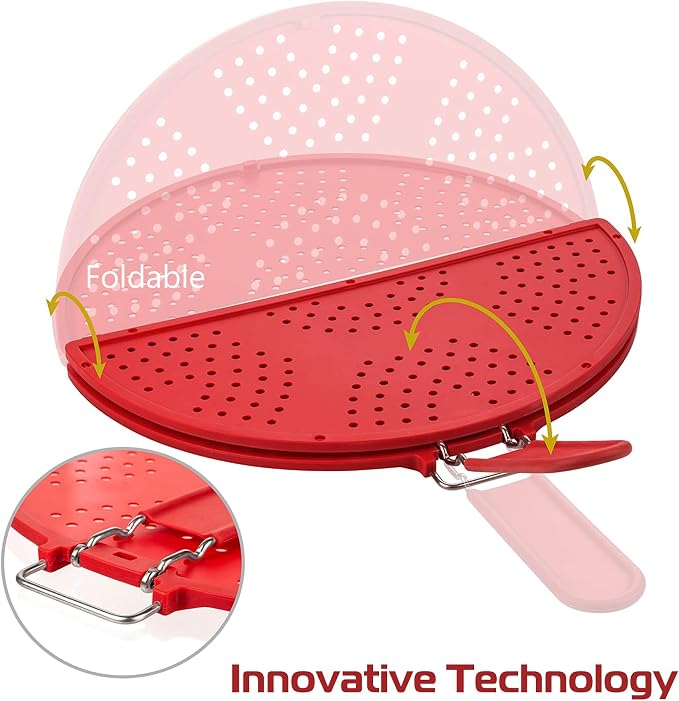 Foldable Splatter Screen for Frying Pan Grease Strainer Guard Silicone Splatter - Image 2