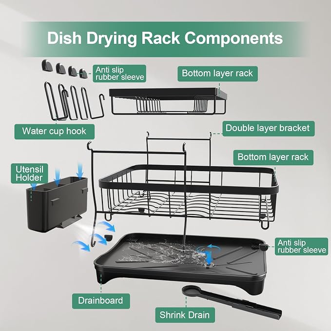 Dish Drying Rack, 2-Tier Large Dish Drying Rack - Image 7