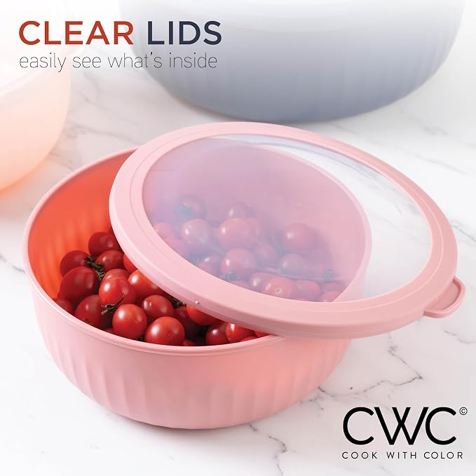 COOK WITH COLOR Prep Bowls with Lids- Wide and Deep Nesting Plastic Small - Image 6