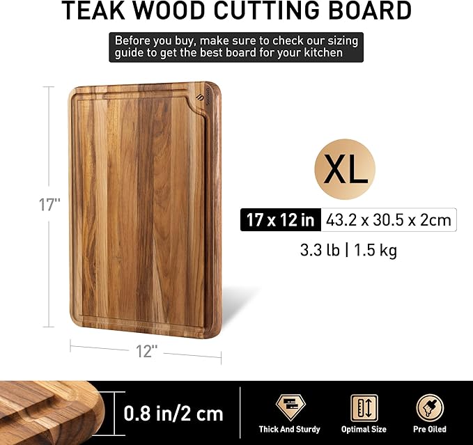 Teak Wood Cutting Board 17inch Wooden Chopping Board Bamboo High-end Mother - Image 3