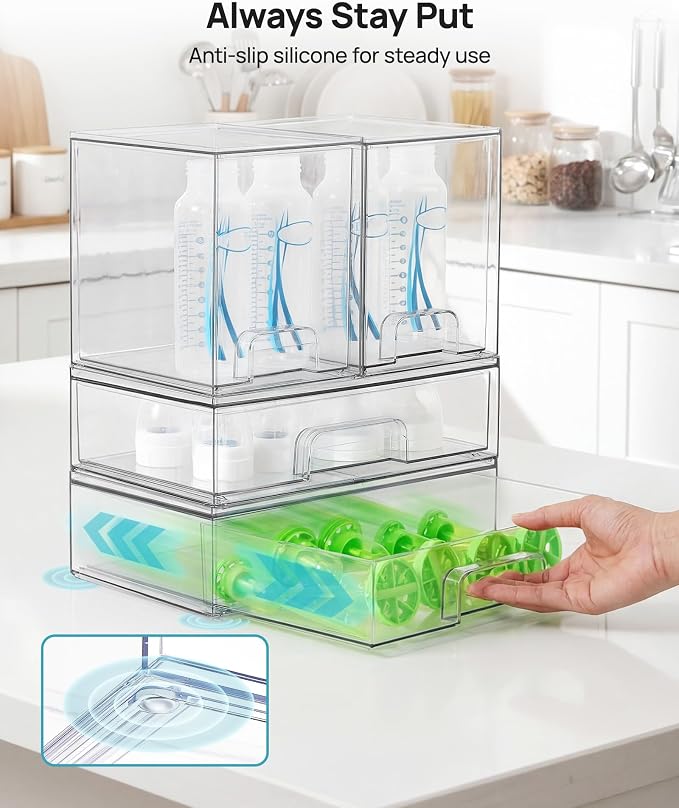 Vtopmart Clear Stackable Storage Drawers Set of 4, Plastic Organizer Bins - Image 7