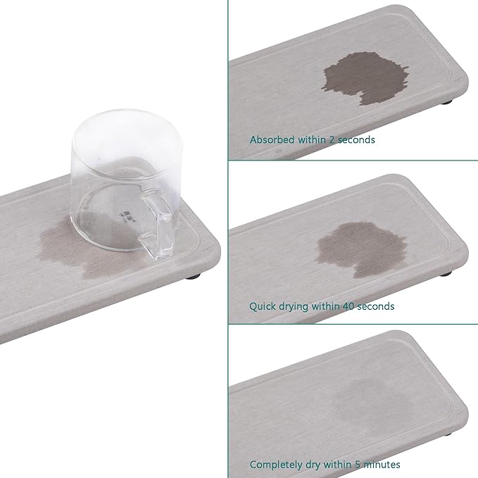 NiuYichee 2 Pcs Water Absorbing Stone Trays, Kitchen/Bathroom Sink Soap Dish - Image 7