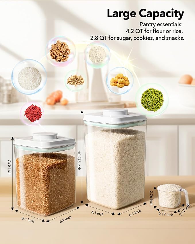 Ankou Food Storage Container Sets, 2.8 Qt + 4.2 Qt *2 Airtight Canisters - Image 6