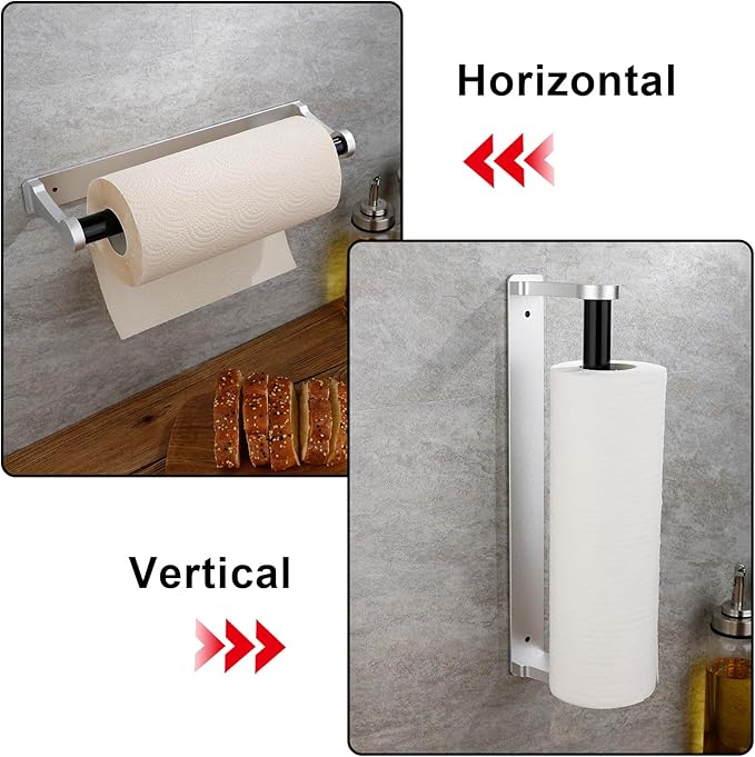 MONEER Paper Towel Holder Under Cabinet, Paper Towel Holder, Aluminum Alloy - Image 6