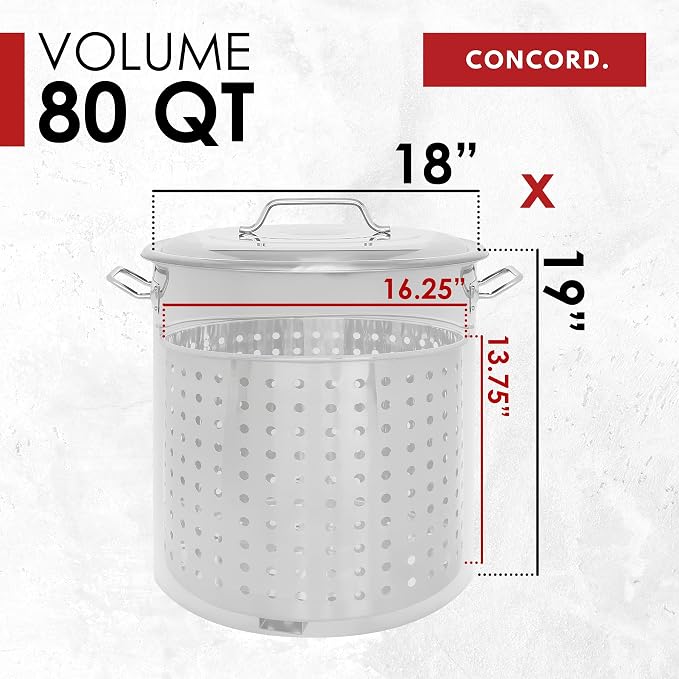 CONCORD Stainless Steel Stock Pot w/Steamer Basket. Cookware great - Image 5