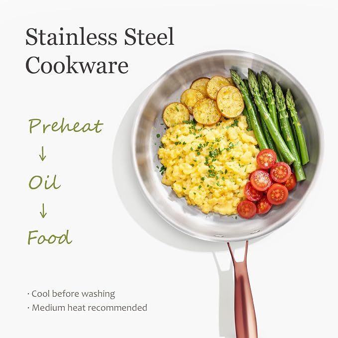 CAROTE 7-Piece Tri-Ply Stainless Steel Frying Pan Set, Skillet Set 8"/10"/12" - Image 4