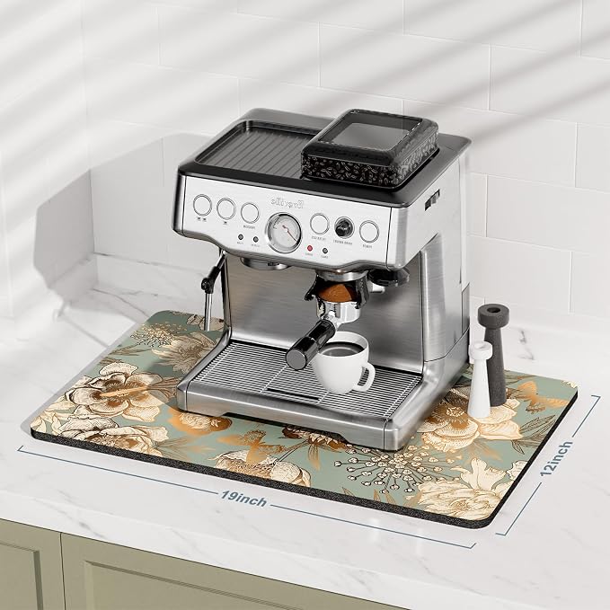 Rnivvi Coffee Mat, Hide Stain Rubber Backed Absorbent Dish Drying Pad - Image 2