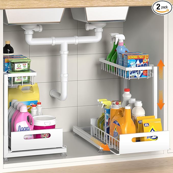 Saydear Under Sink Organizer Storage 2-Tier Premium Metal Pull-Out Kitchen by Saydear
