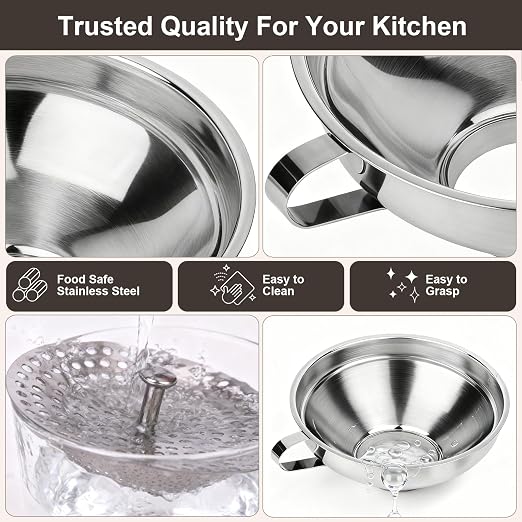 Canning Funnel with Strainer, Wide Mouth Canning Funnels - Image 4