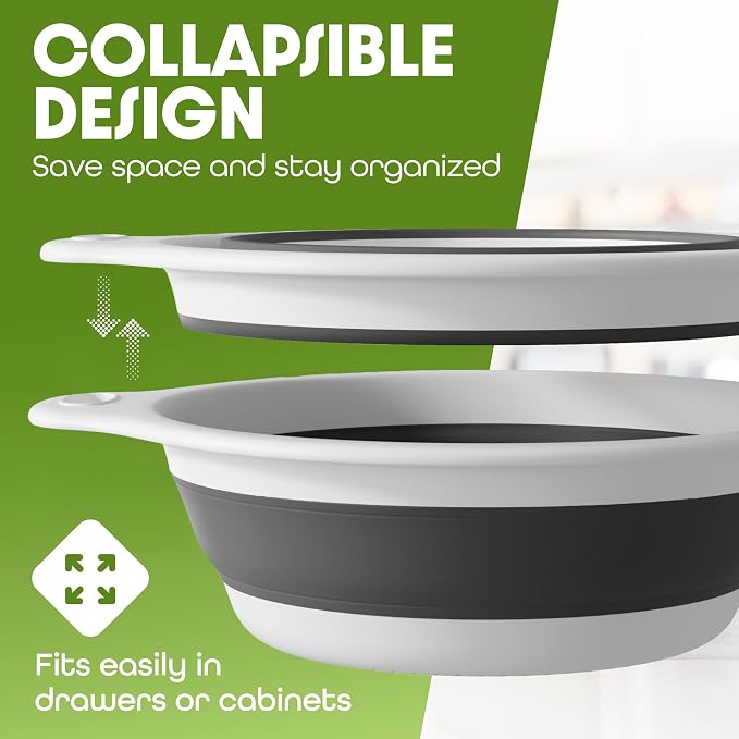 Gevoli Collapsible Colander Strainer, Includes Over-sink Countertop Draining - Image 2