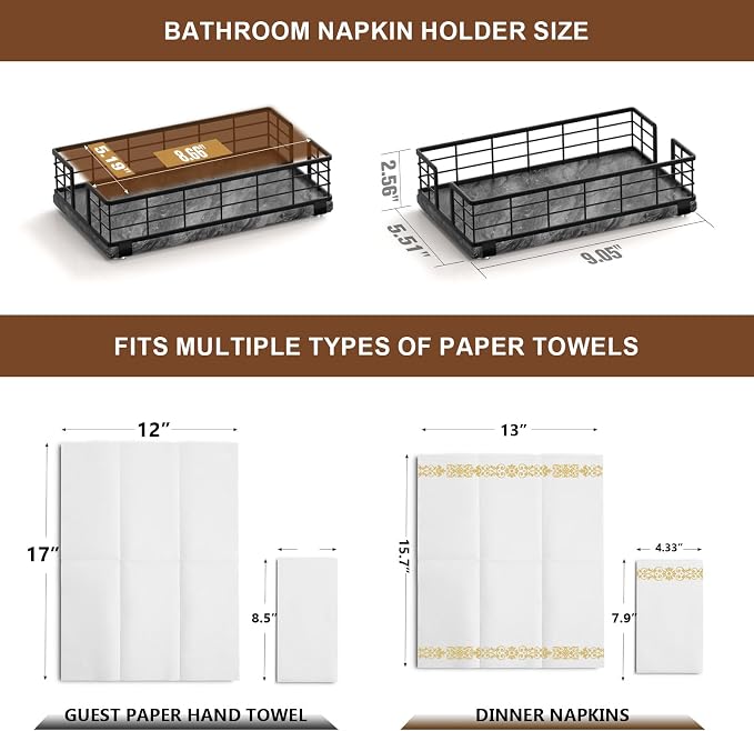 Wican Marble Guest Towel Holder Tray - Image 2
