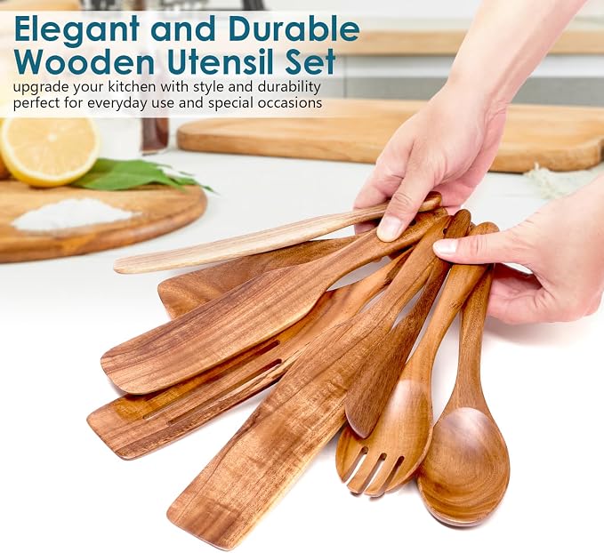 HOWHONG Wooden Spatula Spurtle Set - Image 7