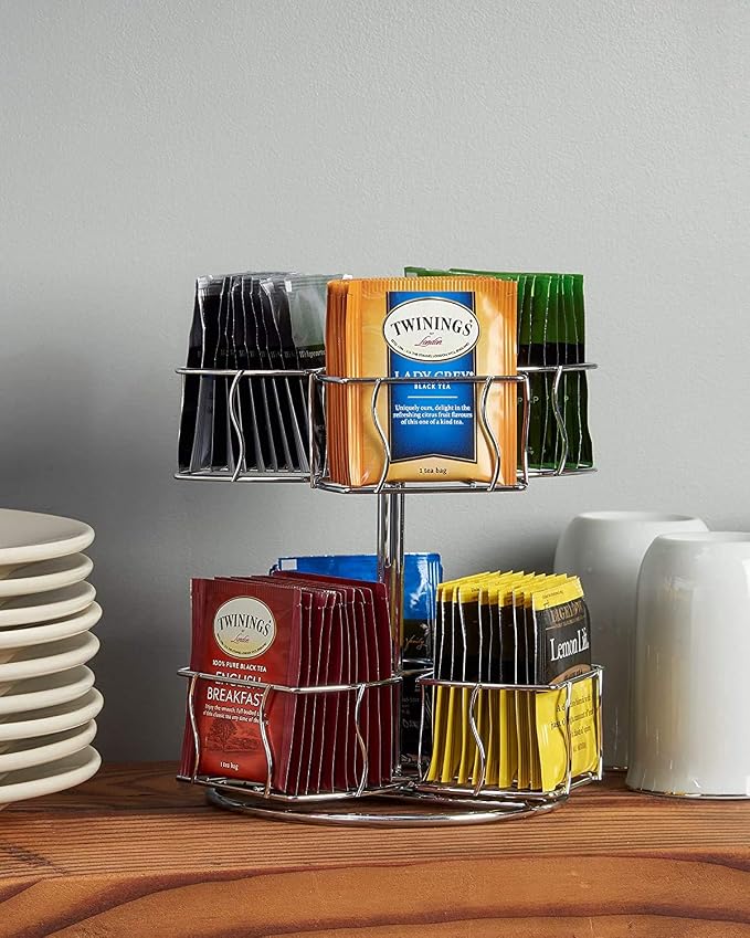 Nifty Tea Bag Spinning Carousel – 6 Compartments, Spins 360-Degrees, Lazy Susan - Image 6