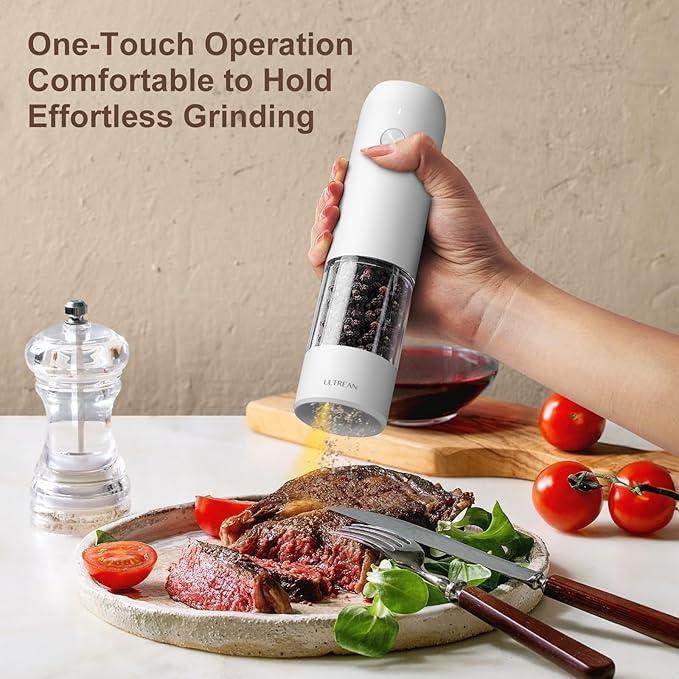 Ultrean Electric Pepper Grinder, Rechargeable Salt and Pepper Grinder - Image 2