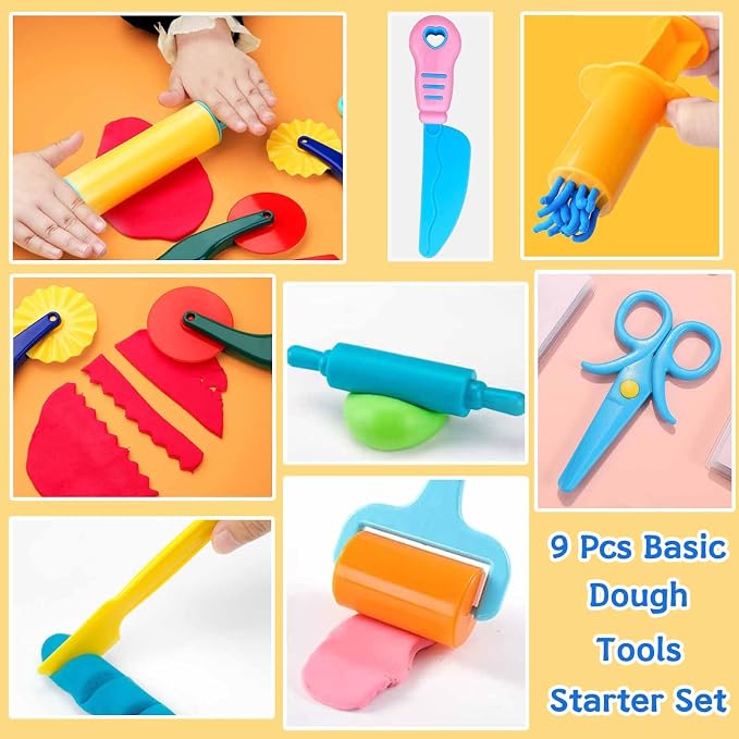 Dough Tool Kit, Rolling Pins, Safety Scissors, Dough Extruder, Plastic Knife - Image 3