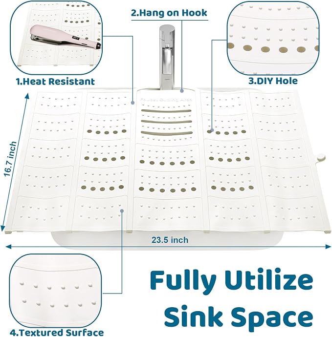 Bathroom Sink Cover for Counter Space, Foldable Silicone Sink Mat Makeup - Image 3