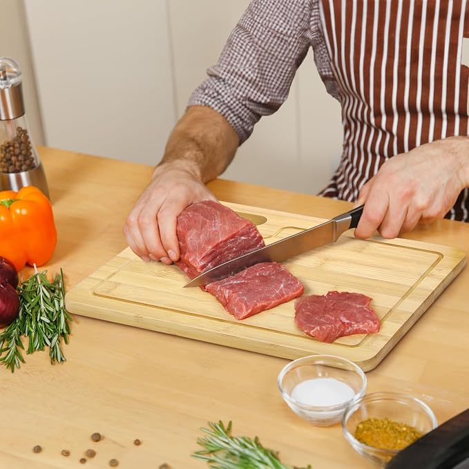 ZENFUN 4 Pack 12.5"L x 9.8"W Bamboo Cutting Boards - Image 8