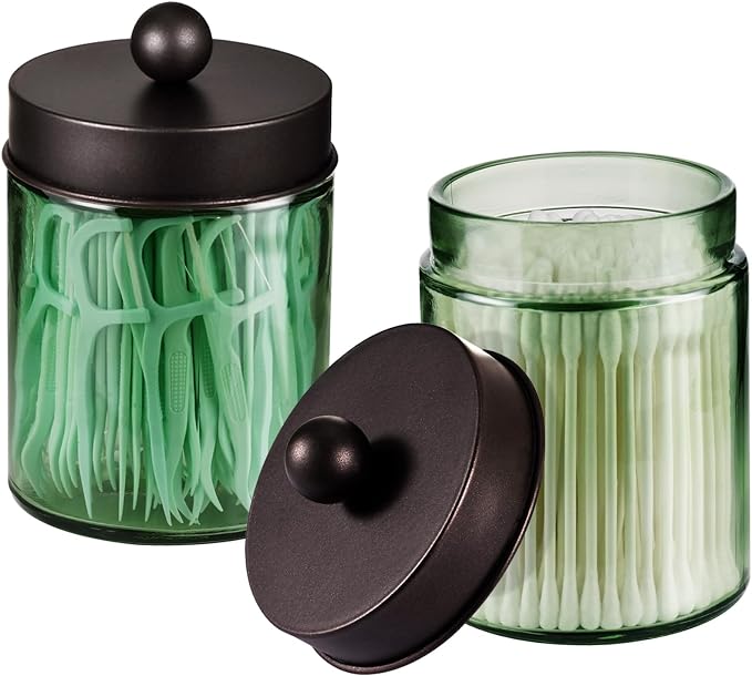 3 Pack Apothecary Jar Canisters Bathroom Vanity Organizer - Image 2