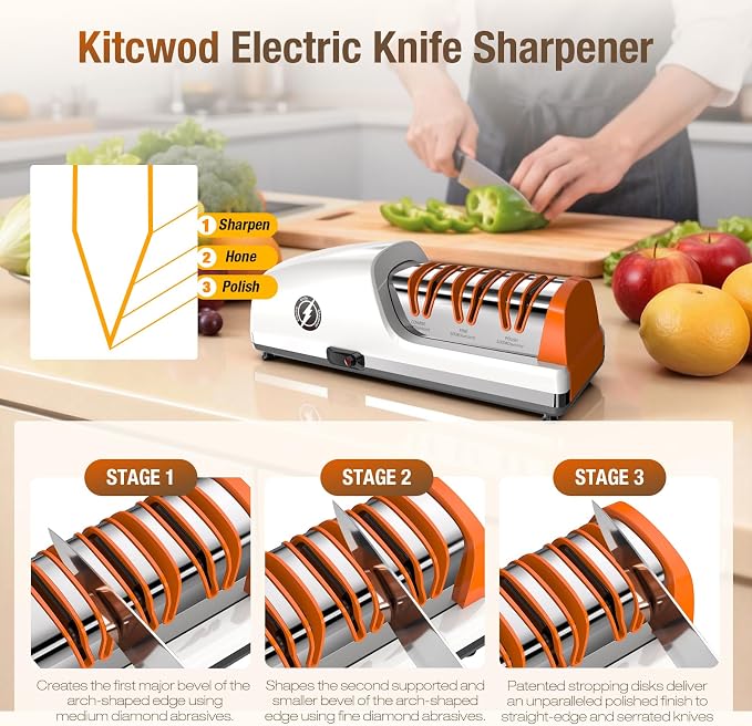 Replaceable Sharpener Electric Knife Sharpener, 3-Stage - Image 8