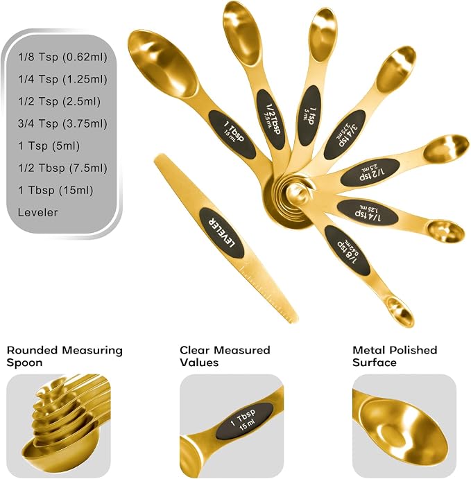 Magnetic Measuring Cups and Spoons Set, Including 7 Stainless Steel Nesting - Image 4