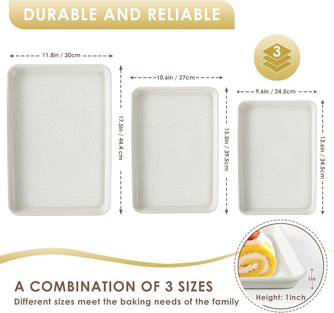 Baking Sheet Pan Set of 3, Nonstick Carbon Steel Cookie Sheets - Image 2