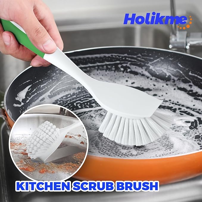 Holikme 6 Pack Dish Brush with Handle Kitchen Cleaning Brush Set - Image 2