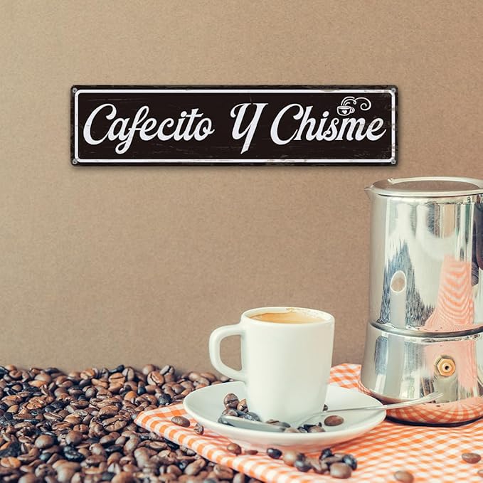 Coffee Metal Signs, Cafecito y Chisme Sign, Funny Coffee Home Decor, Farmhouse - Image 6