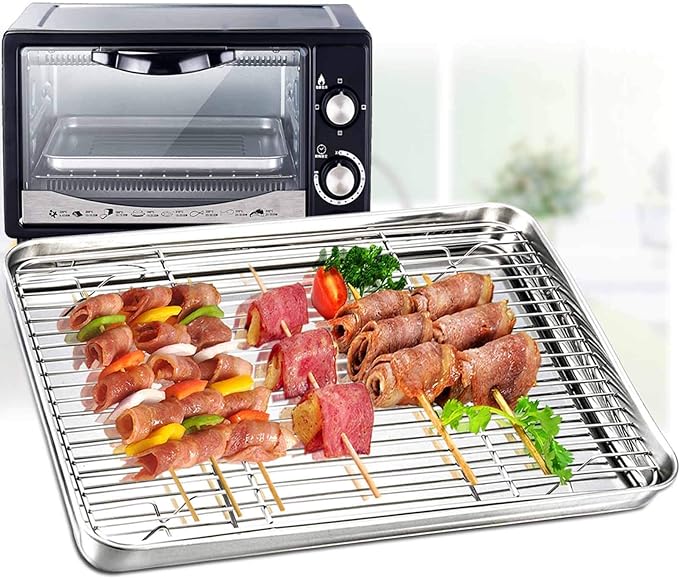 TeamFar Baking Tray and Rack Set, Stainless Steel Baking Pan Cookie Sheet - Image 3