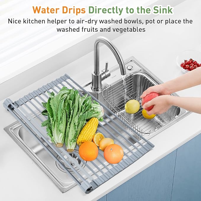 MERRYBOX Roll Up Dish Drying Rack, Over The Sink Dish Rack Foldable, - Image 9