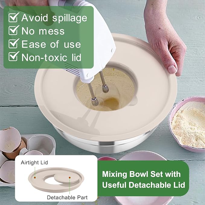 TeamFar Mixing Bowls with Airtight Lids, - Image 6