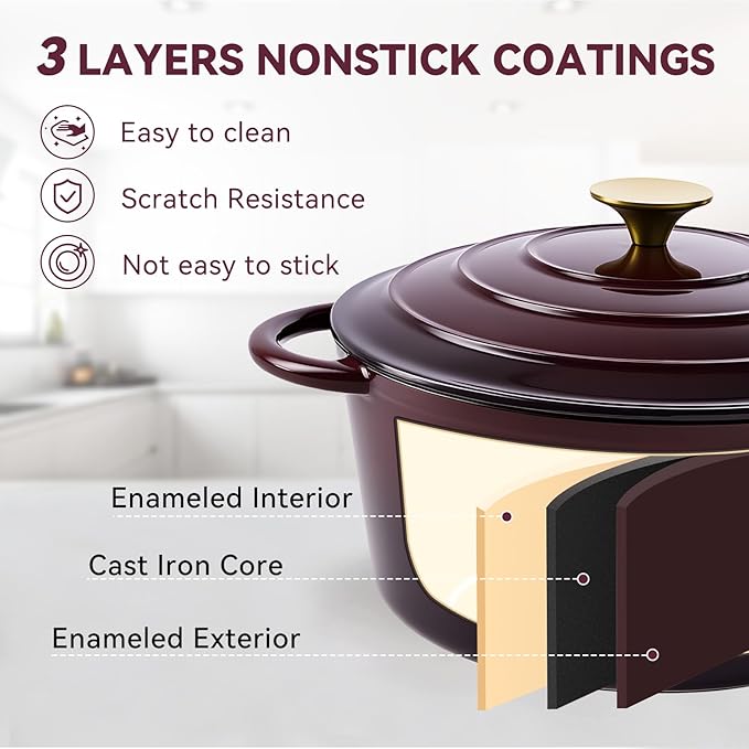 Miereirl 6 Quart Enameled Dutch Oven Pot - Image 6